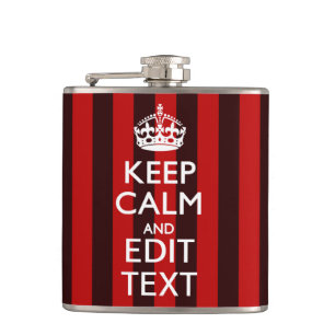 Aangepaste 'Keep Calm Jouw tekst Red Stripes'-deco Heupfles