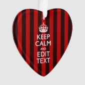 Aangepaste 'Keep Calm Jouw tekst Red Stripes'-deco Ornament (voorkant)