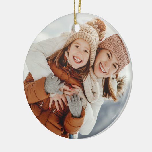 Aangepaste Keepsake Foto en Monogram Kerstmis Keramisch Ornament (Links)