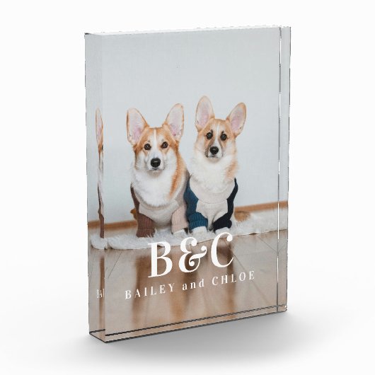 Aangepaste Keepsake Pet Dog Foto met namen (Links)