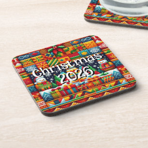 Aangepaste Kente Stof Kerst Onderzetter Afrikaan