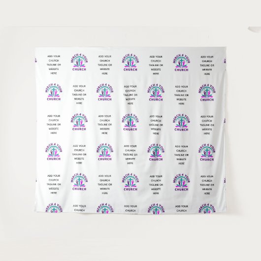 Aangepaste KERKMERCHANDISE Logo Achtergrond Toevoe Wandkleed (Voorkant (horizontaal))