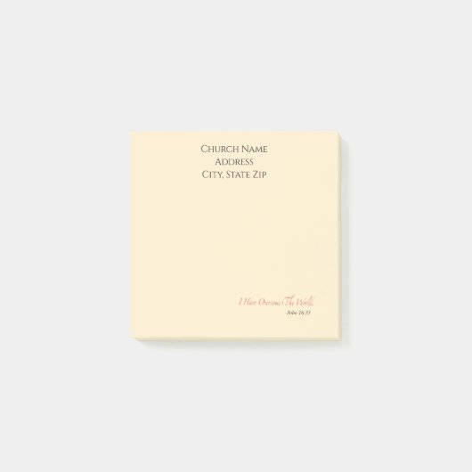 Aangepaste kerkontnaam Ik heb de wereld overwonnen Post-it® Notes (Voorkant)