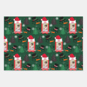 Aangepaste Kerst 3 Fotonaam Grijs Rood Groen 3 set Inpakpapier Vel (Voorkant 3)