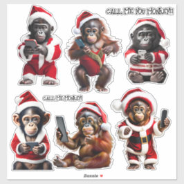 Aangepaste Kerst Aap Primate Ape Grappig Bel me Sticker