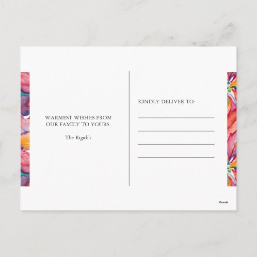 Aangepaste Kerst Briefkaart Modern Fuchsia Roze (Achterkant)