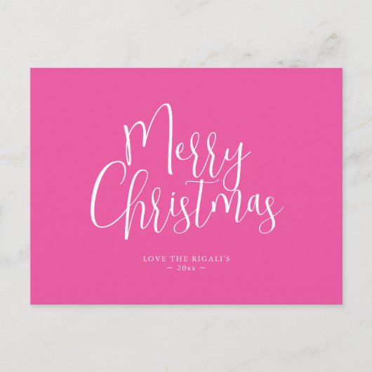 Aangepaste Kerst Briefkaart Modern Fuchsia Roze (Voorkant)