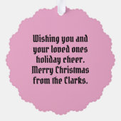 Aangepaste Kerst Gele Labrador Krans Ornament Kaart (Achterkant)