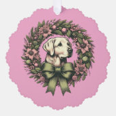Aangepaste Kerst Gele Labrador Krans Ornament Kaart (Voorkant)