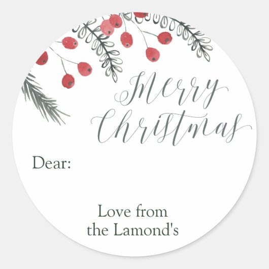 Aangepaste Kerst Gift Label Stickers Rond (Voorkant)