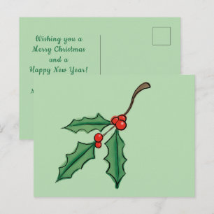 Aangepaste kerst Holly Briefkaarten