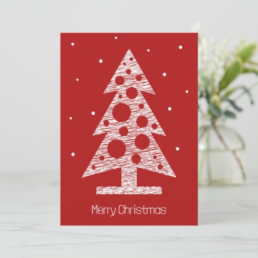 Aangepaste Kerst Kaart met Abstracte Lijn Kunstboo (Staand voorkant)