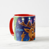 Aangepaste Kerst koffie mok, Rudolph & lichten Mok (Voorkant links)