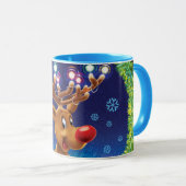 Aangepaste Kerst koffie mok, Rudolph & lichten Mok (Voorkant rechts)
