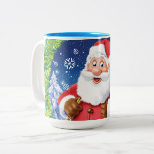 Aangepaste kerst koffie mok, Santa en speelgoed za Tweekleurige Koffiemok