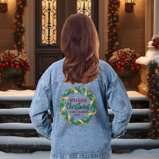 Aangepaste kerst krans familie feest denim jacket