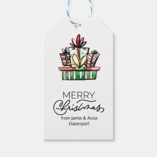 Aangepaste kerst Label met Waterverf geschenken Cadeaulabel