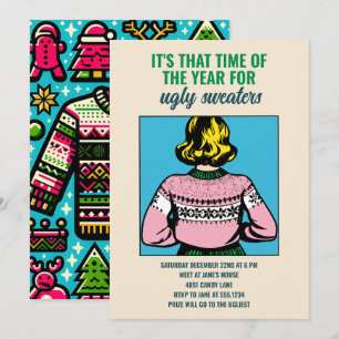 Aangepaste Kerst Lelijke Trui Party Pop Art Kaart