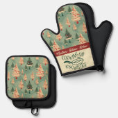 Aangepaste Kerst Leraar Gift Ovenwant & Pannenlap Set (Voorkant / Achterkant)