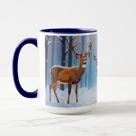 Aangepaste kerst Mok Herten & Doe in een besneeuwd (Links)