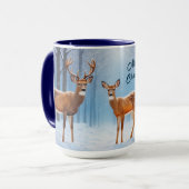Aangepaste kerst Mok Herten & Doe in een besneeuwd (Voorkant links)