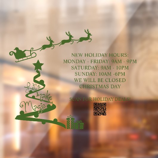 Aangepaste kerst openingstijden winkel raamsticker (Vel 2)