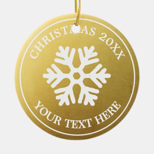 Aangepaste kerst ornament | Gouden rustieke sneeuw (Voorkant)