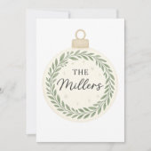 Aangepaste kerst ornament – Greenery krans & famil Kaart (Voorkant)