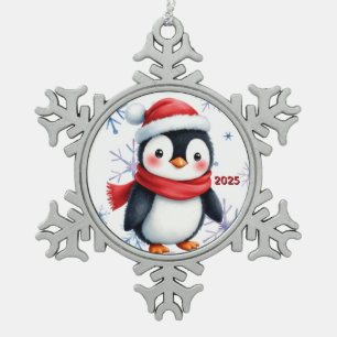 Aangepaste Kerst Pinguïn  Tin Sneeuwvlok Ornament