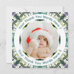 Aangepaste Kerst Pret Moderne Groen Grijs Foto Bedankkaart