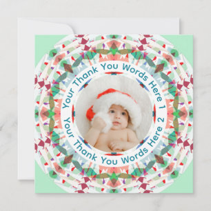 Aangepaste Kerst Pret Moderne Groen Roze Blauw Fot Bedankkaart