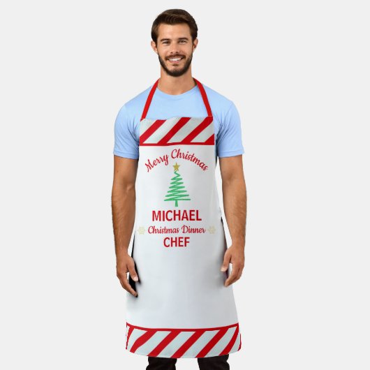 Aangepaste kerst rode & witte strepen Candy Cane Schort (Gedragen)