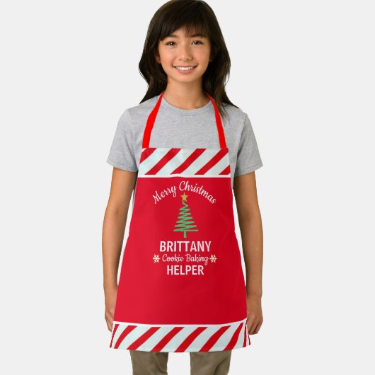 Aangepaste Kerst Rood & Wit Candy Cane Kind Schort (Insitu)