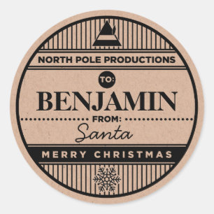 Aangepaste Kerst stickers voor Noordpoolproductie