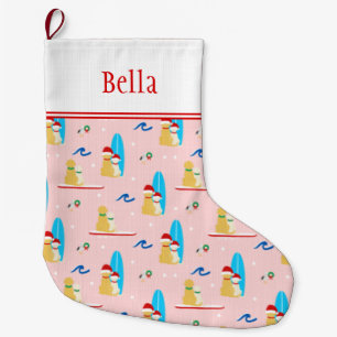 Aangepaste Kerst Surfing Honden, Seagulls Kous Grote Kerstsok