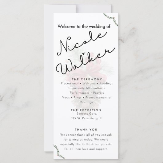 Aangepaste Kerst thema bruiloft programma (Voorkant)