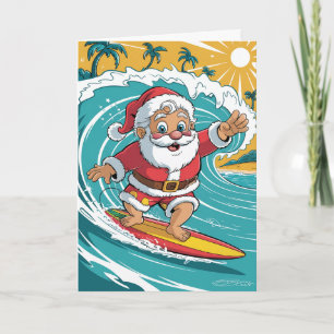 Aangepaste Kerst Tropische Palmboom Strand Surfen  Feestdagen Kaart