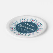 Aangepaste kerstblauwe Waterverf Floral Papieren Bordje (Gekanteld)