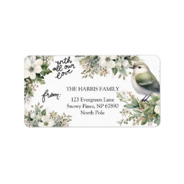 Aangepaste Kerstbloemen & Vogel – Al onze Liefde Etiket