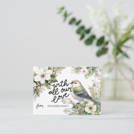 Aangepaste Kerstbloemen & Vogel met al onze liefde Notitiekaartje