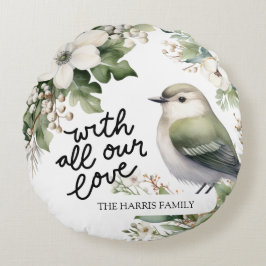 Aangepaste Kerstbloemen & Vogelkussen - Met Liefde Rond Kussen