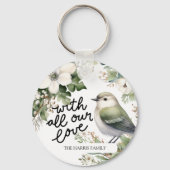 Aangepaste Kerstbloemen & Vogelkussen - Met Liefde Sleutelhanger (Voorkant)