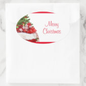 Aangepaste kerstboom en Sjabloon voor cadeautjes Ovale Sticker (Tas)