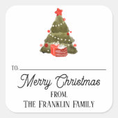 Aangepaste kerstboom naar & van vierkante sticker (Voorkant)