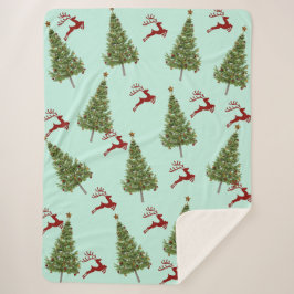Aangepaste kerstboom & rendier Gezellig vakantie c Sherpa Deken