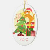 Aangepaste kerstboomginger-kattenversiering keramisch ornament (Links)