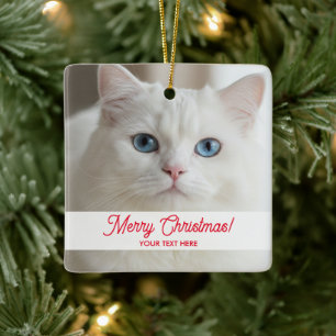 Aangepaste kerstboomornament met foto van witte ka keramisch ornament