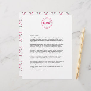Aangepaste Kerstbrief Sjabloon Roze Briefhoofd