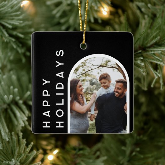 Aangepaste kerstcadeau | Familiefoto Keramisch Ornament (Boom)