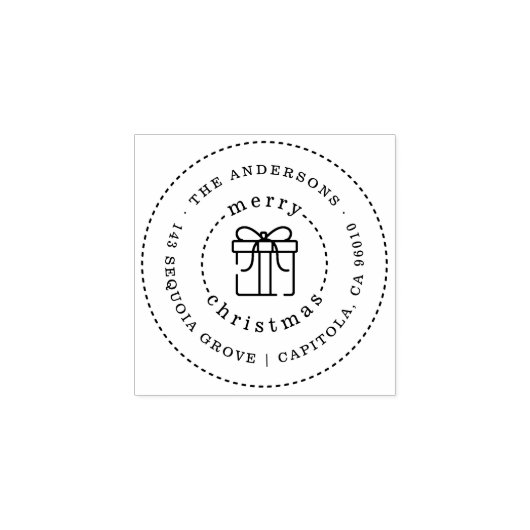 Aangepaste Kerstcadeau Familienaam Retouradres Rubberstempel (Afrduk)